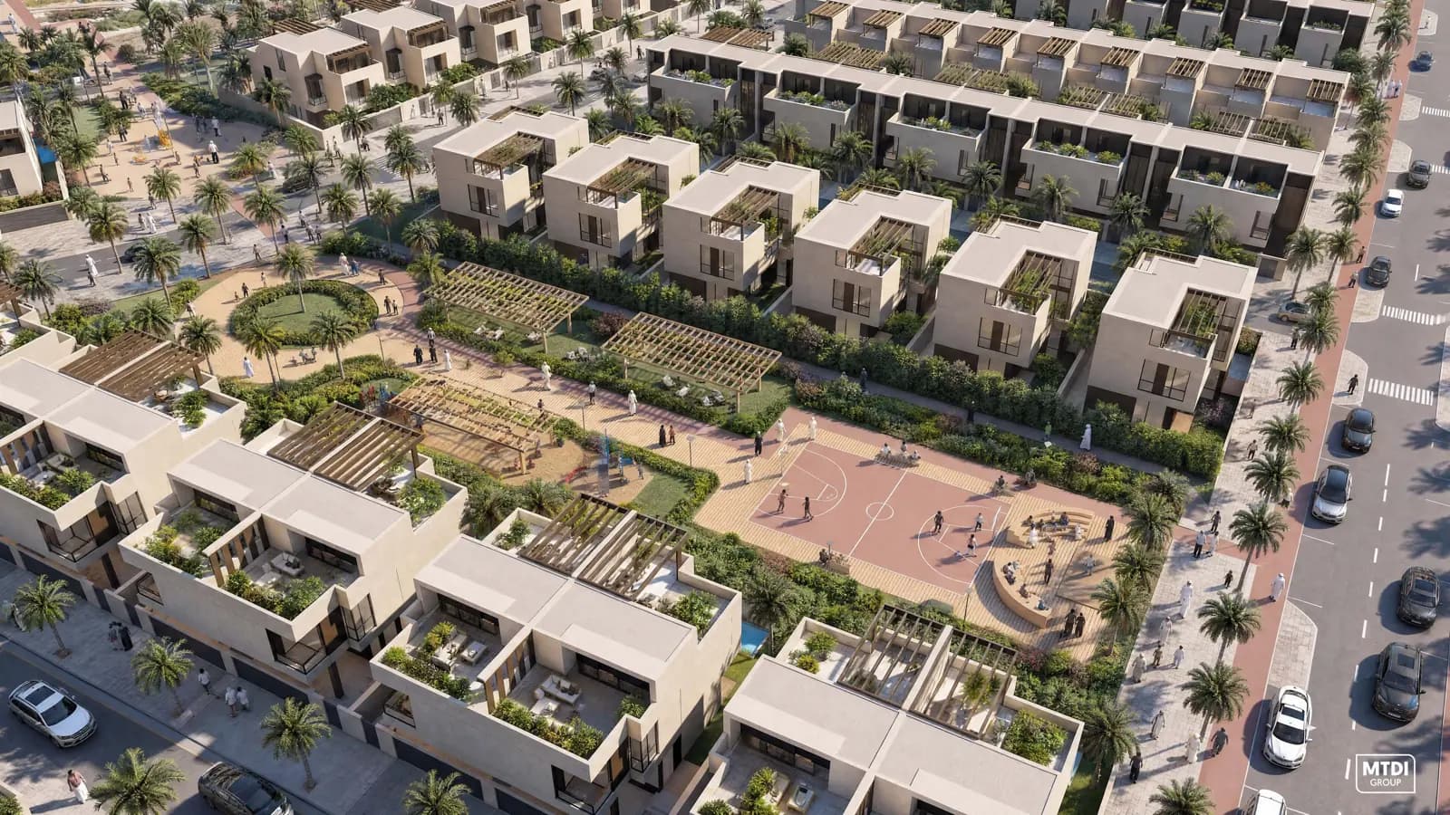 Wiam District homes and landscaped public spaces, developer visualisation