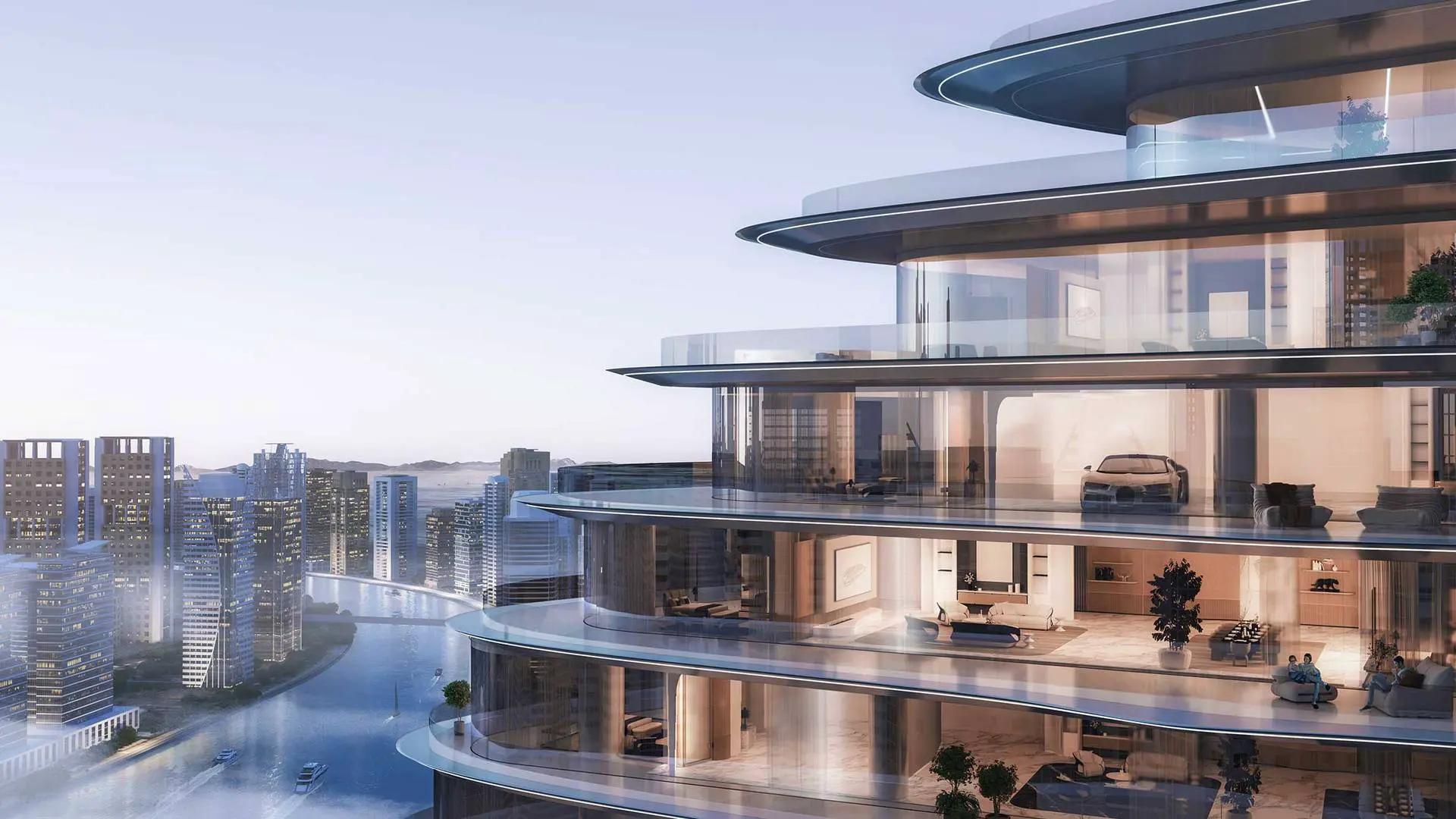 Upper floors above the water