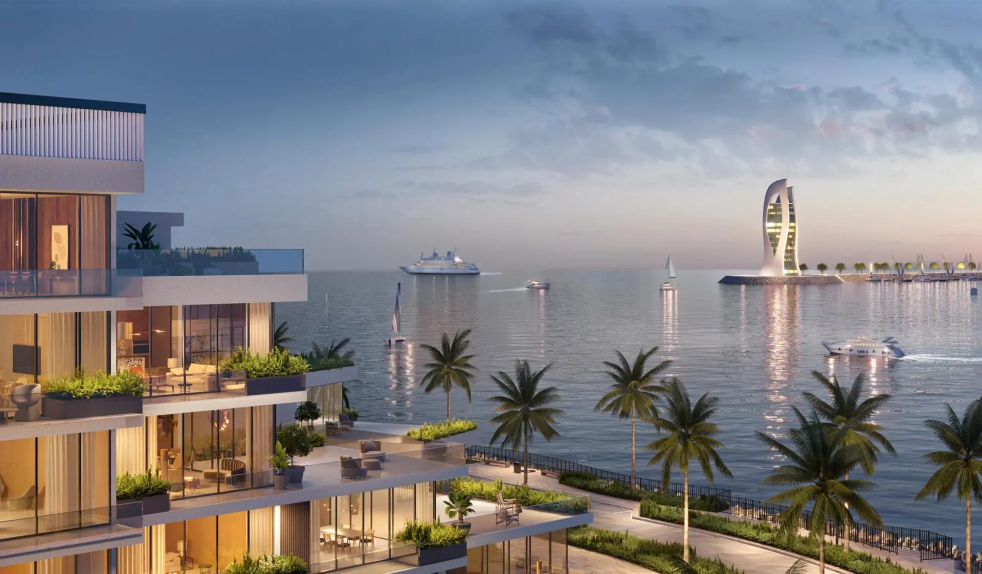Les Vagues by Elie Saab, the Dar Global branded residences on Qetaifan Island North, Doha, view 7.