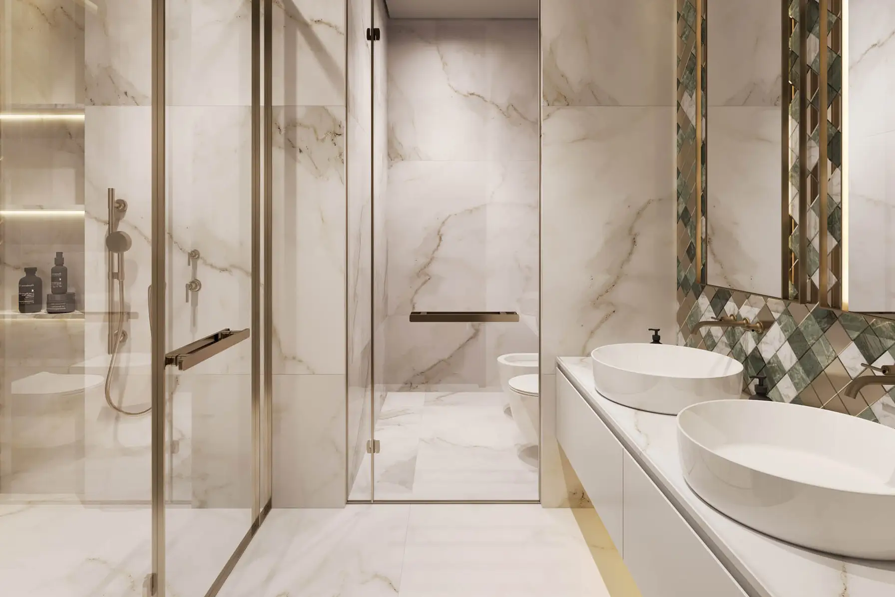 A marble bathroom.
