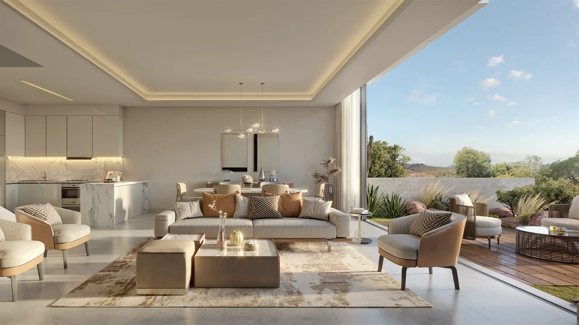 Open-plan living onto the terrace