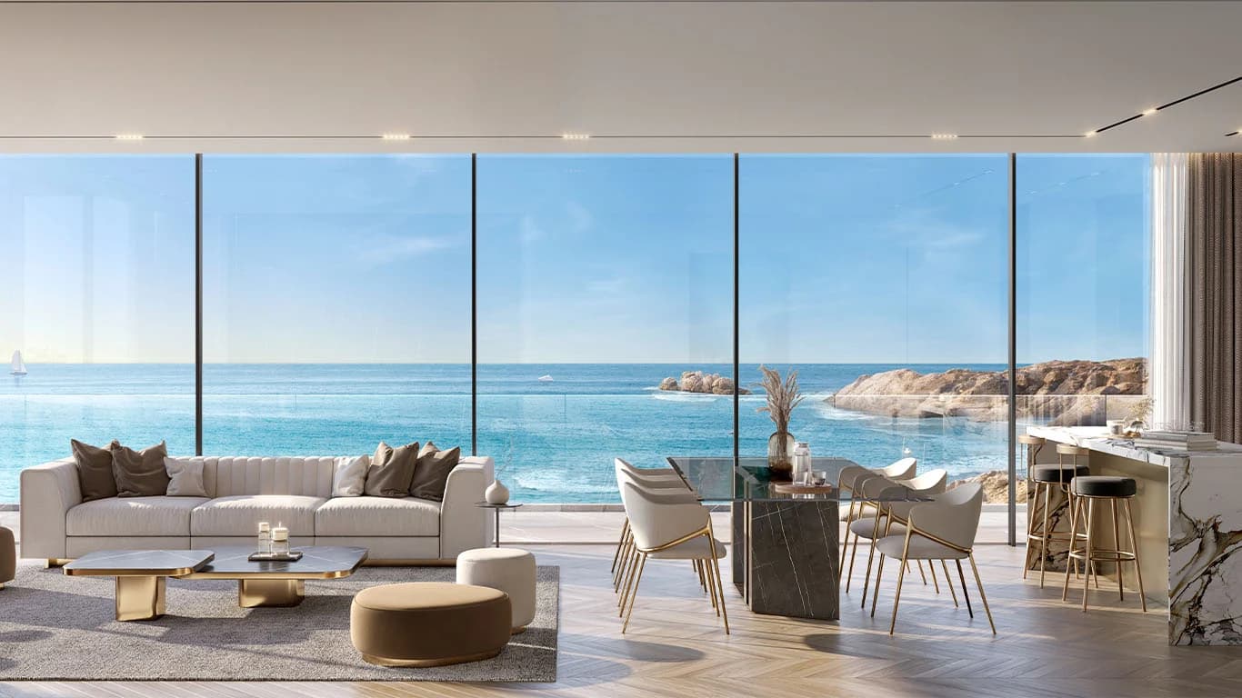 A quiet interior with a view to the sea