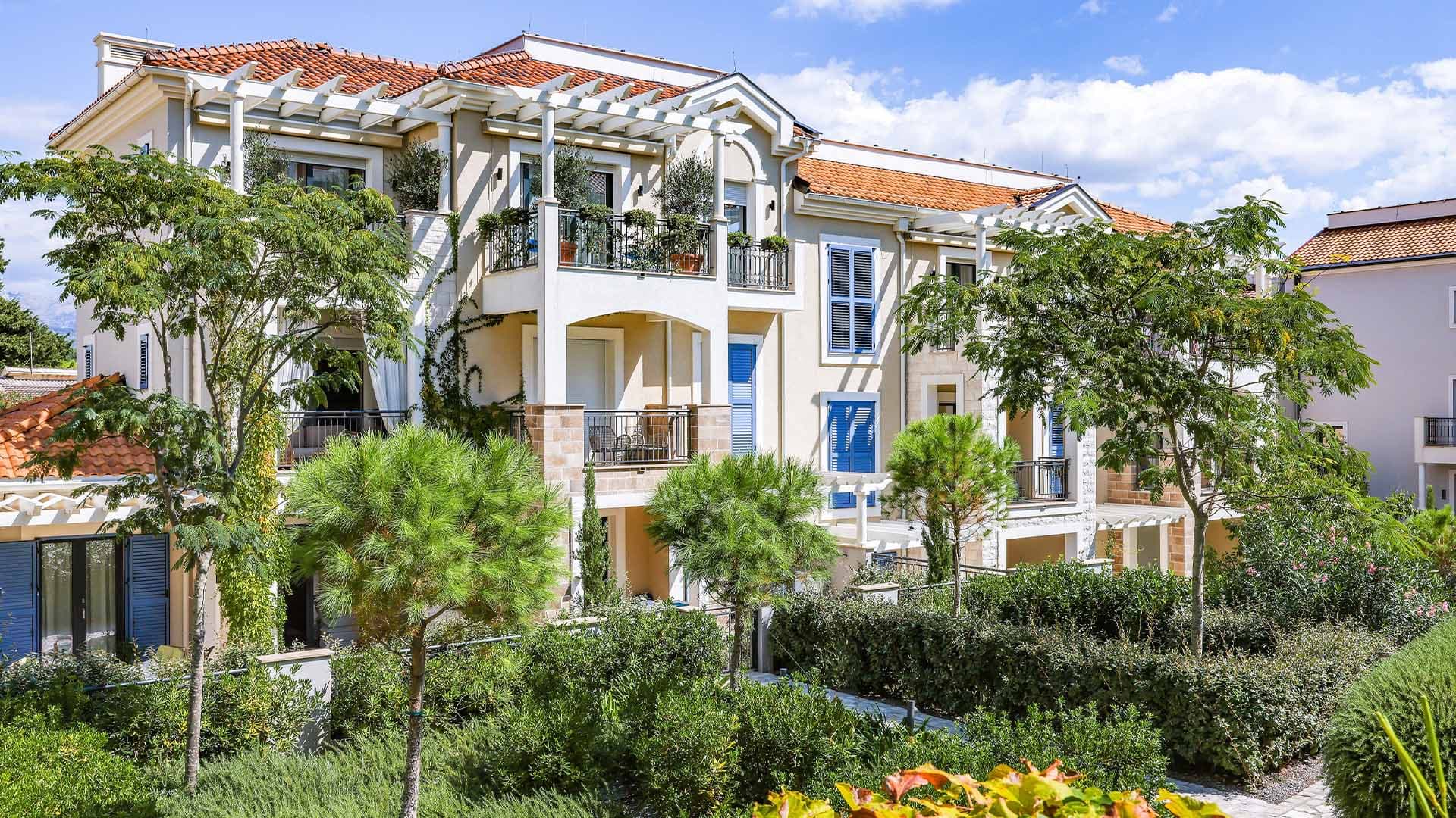 The residences from the gardens