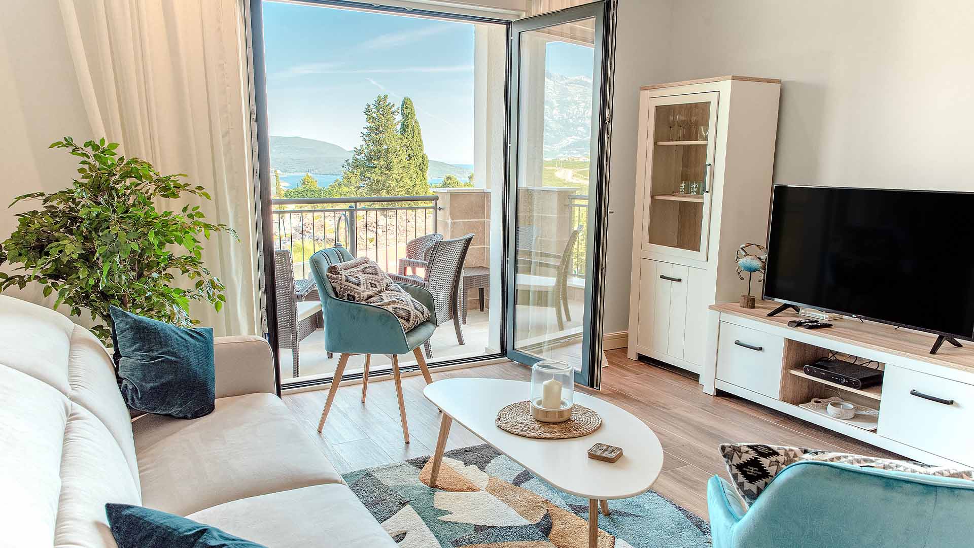 A living room to the terrace