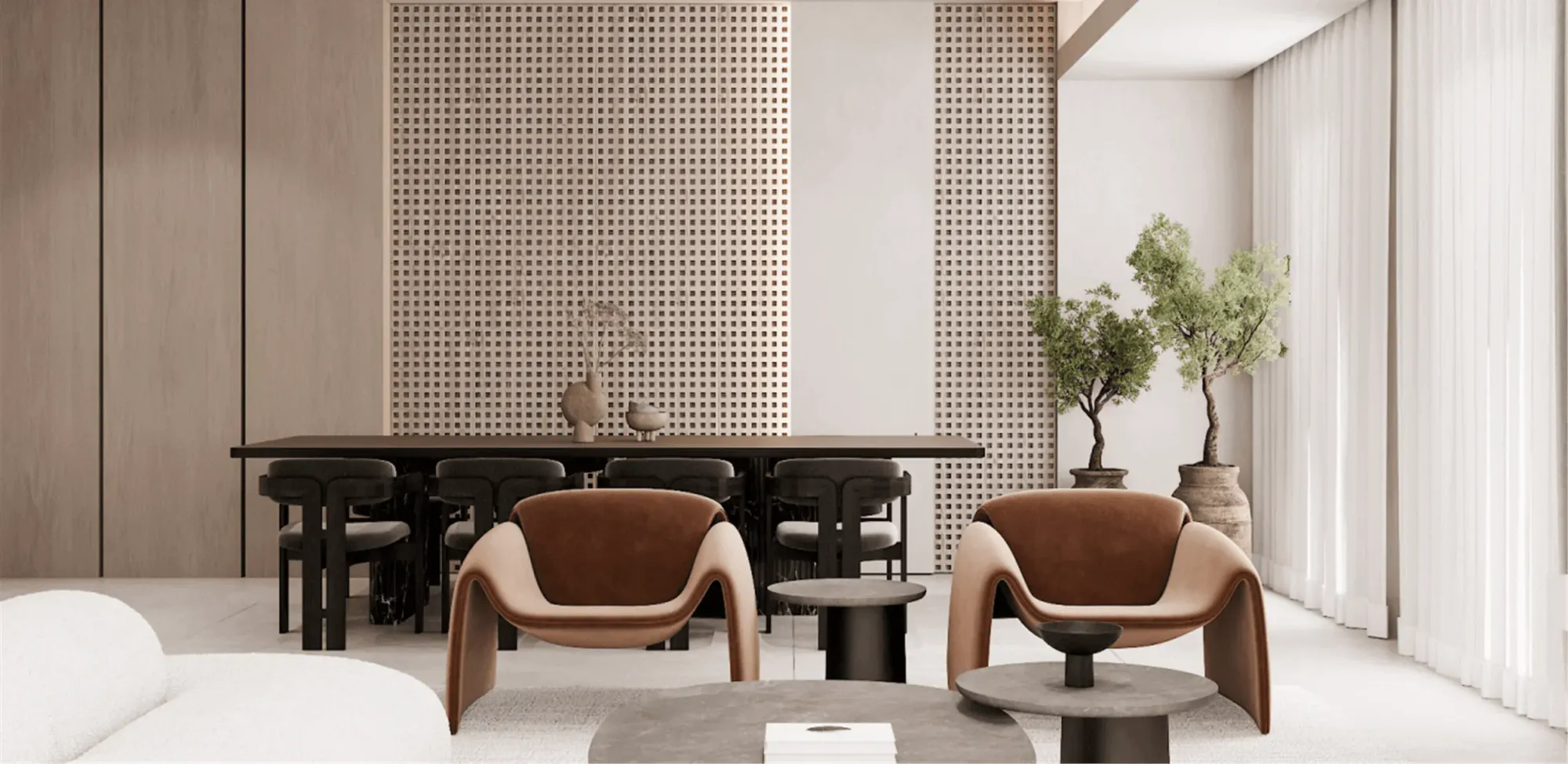 Render of Eyal Riyadh Heights in Riyadh: dining room and interior circulation