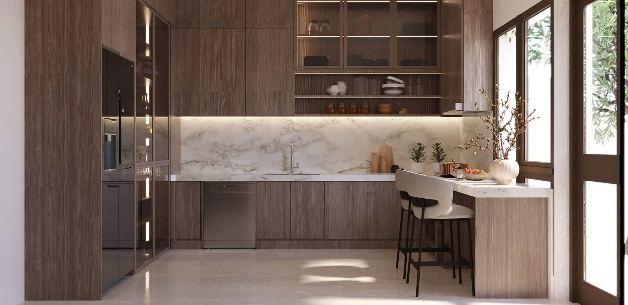 Render of Eyal Sadayem in Jeddah: kitchen layout and fitted cabinetry