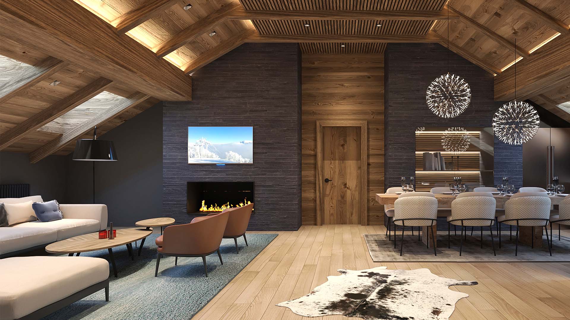 The open-plan living room