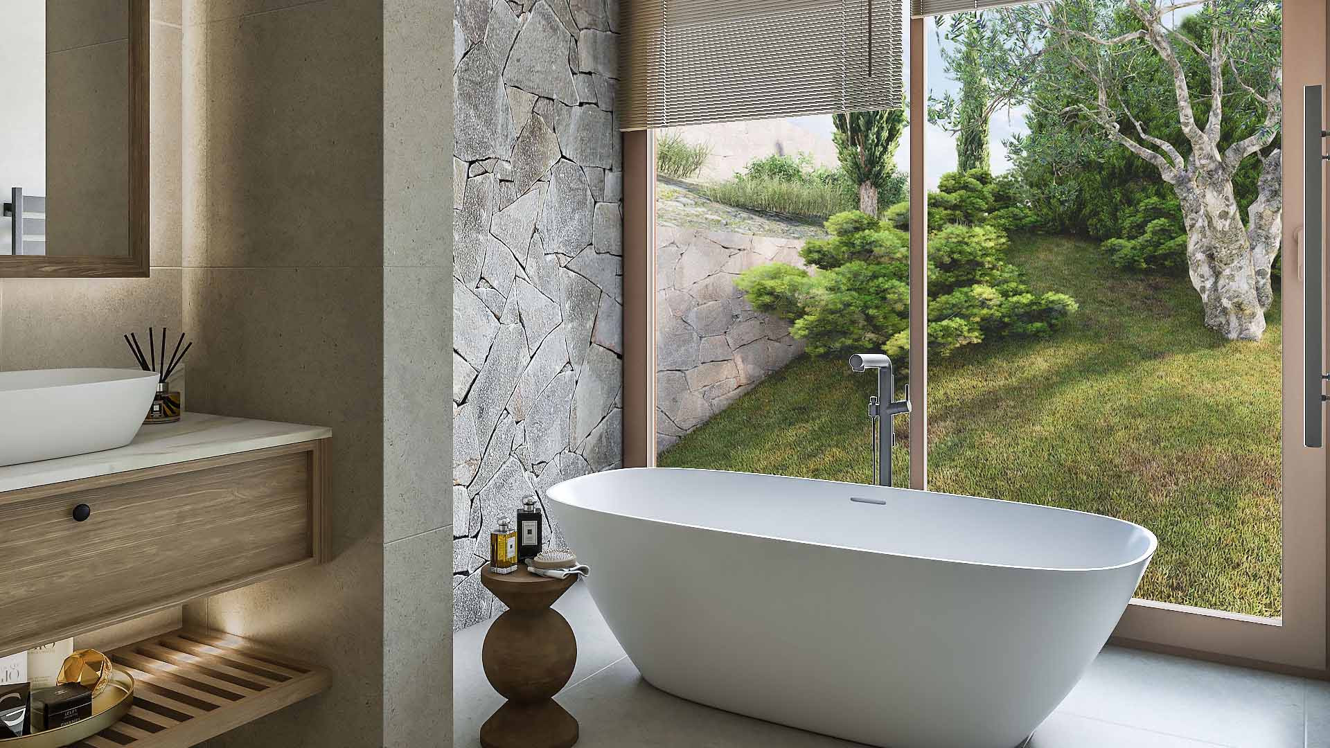 A bathroom to the garden